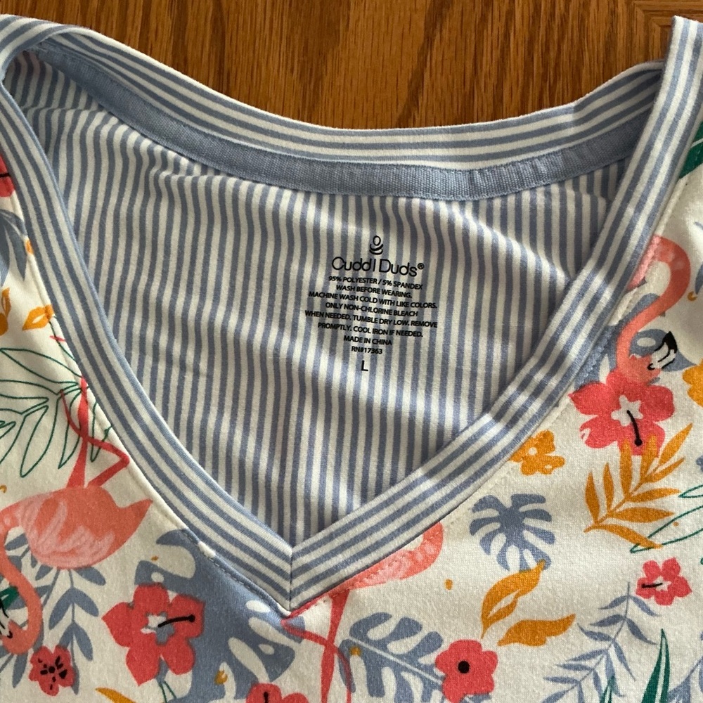 Cuddl Duds Floral Flamingo Pajamas. Size L. NWOT - Picture 3 of 4